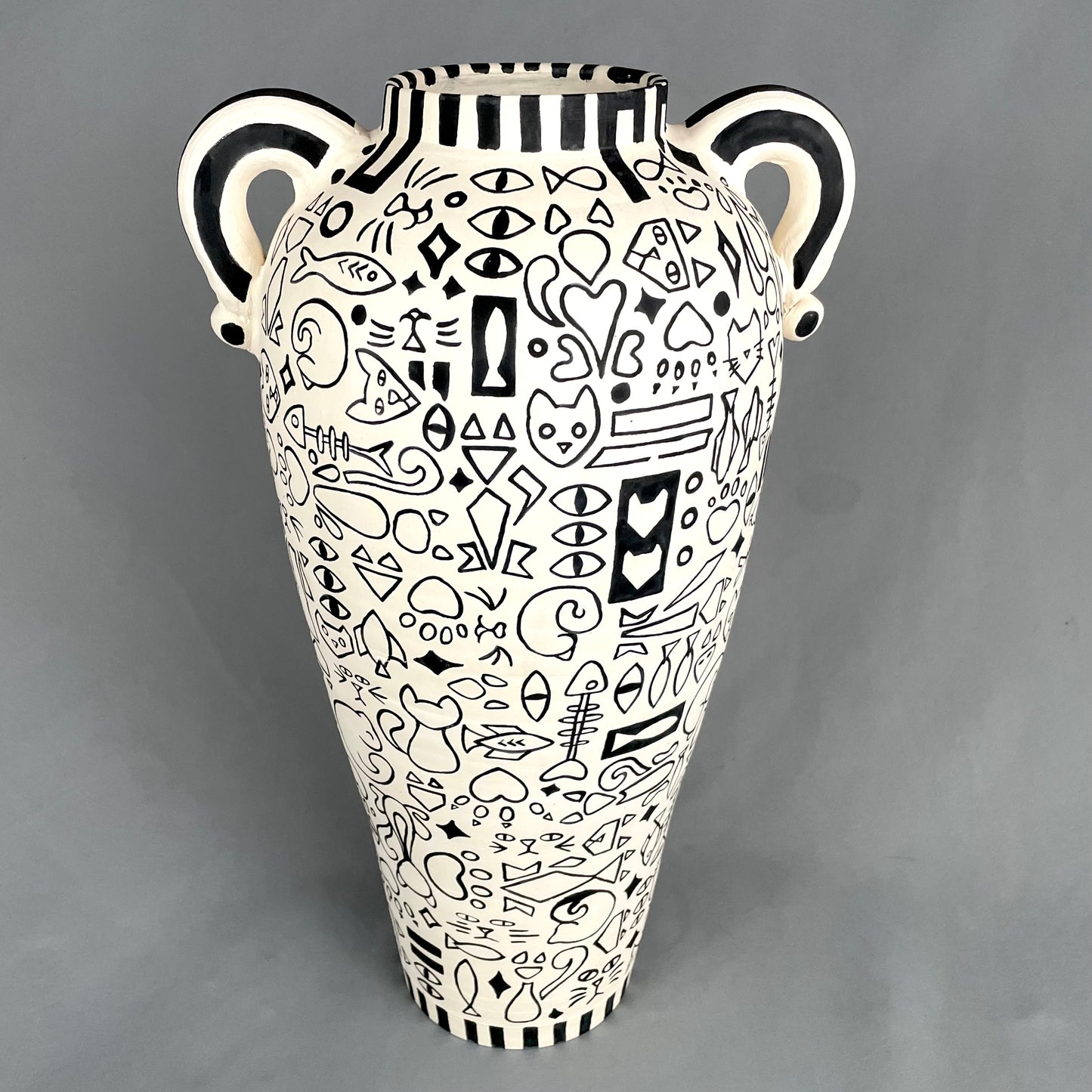 Magnificent Tall Cat-hieroglyph vessel