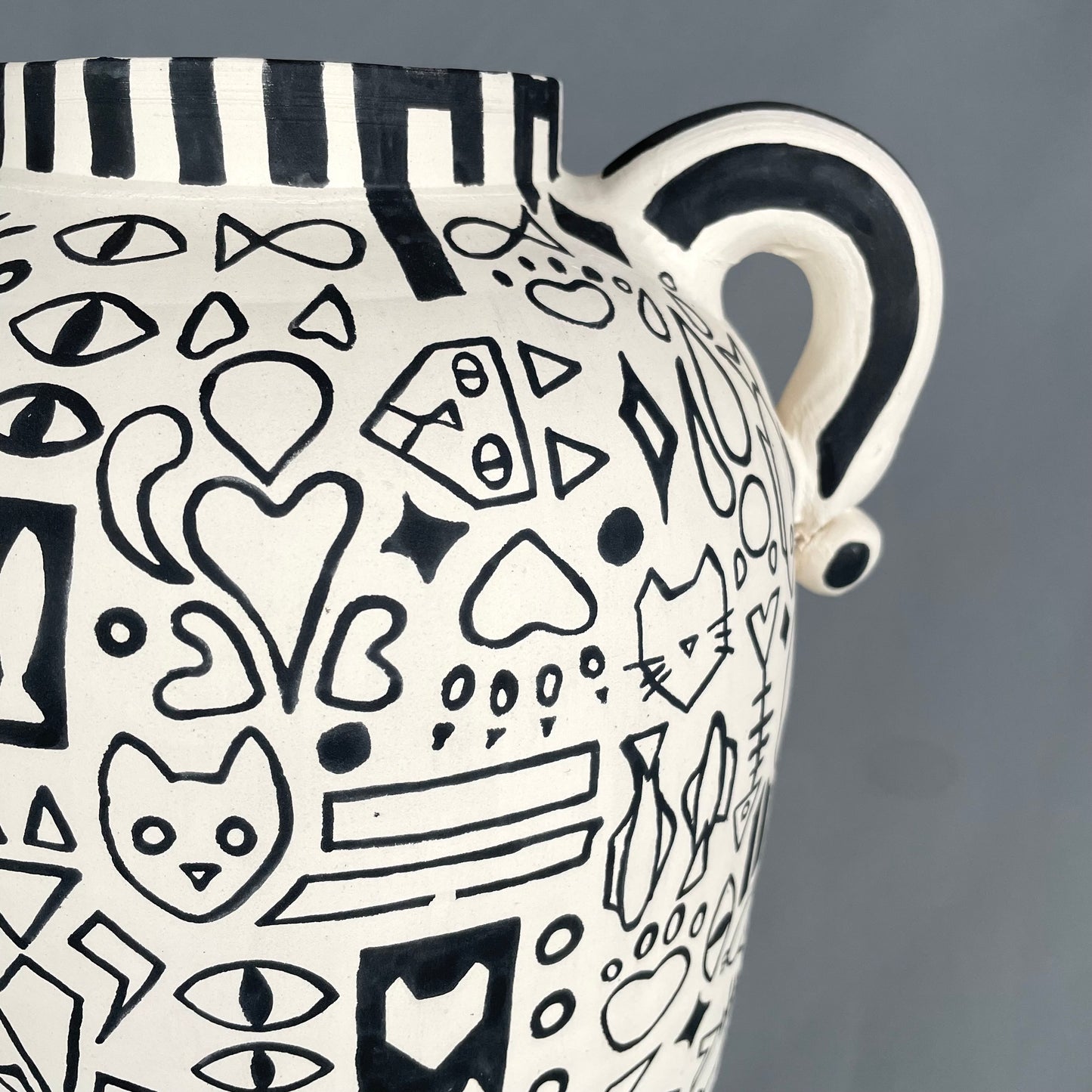Magnificent Tall Cat-hieroglyph vessel