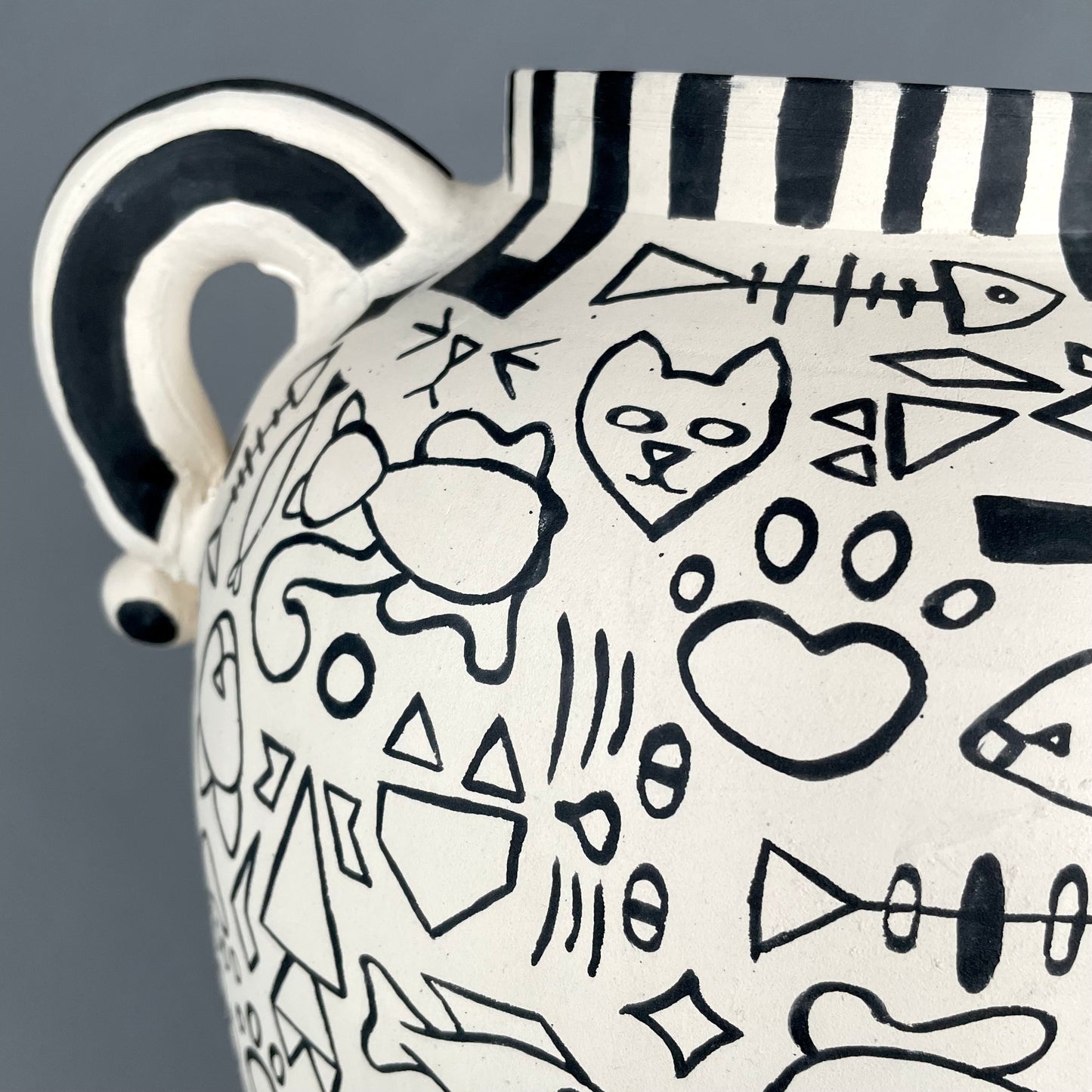 Magnificent Tall Cat-hieroglyph vessel