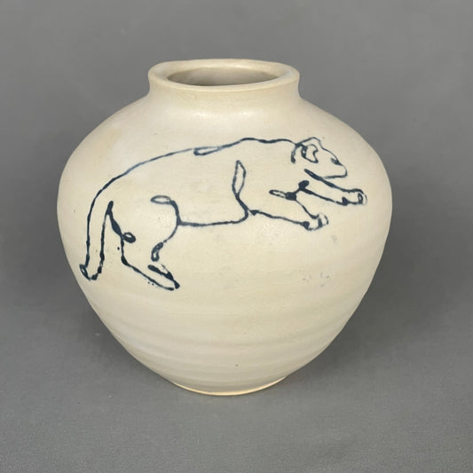 Blue cat-outline vase
