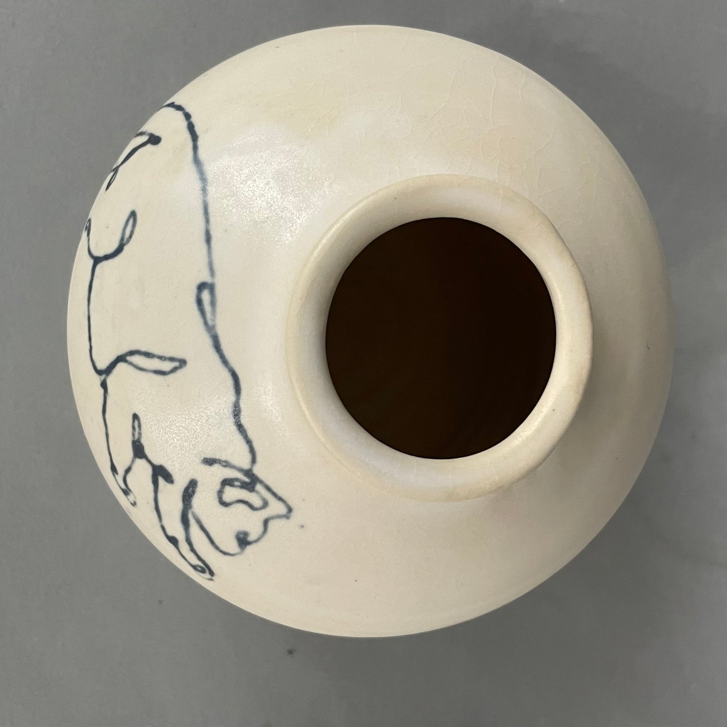 Blue cat-outline vase