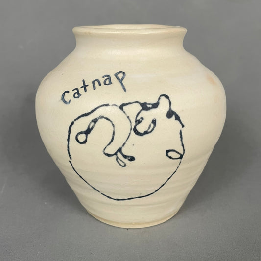 Blue catnap cat outline vase