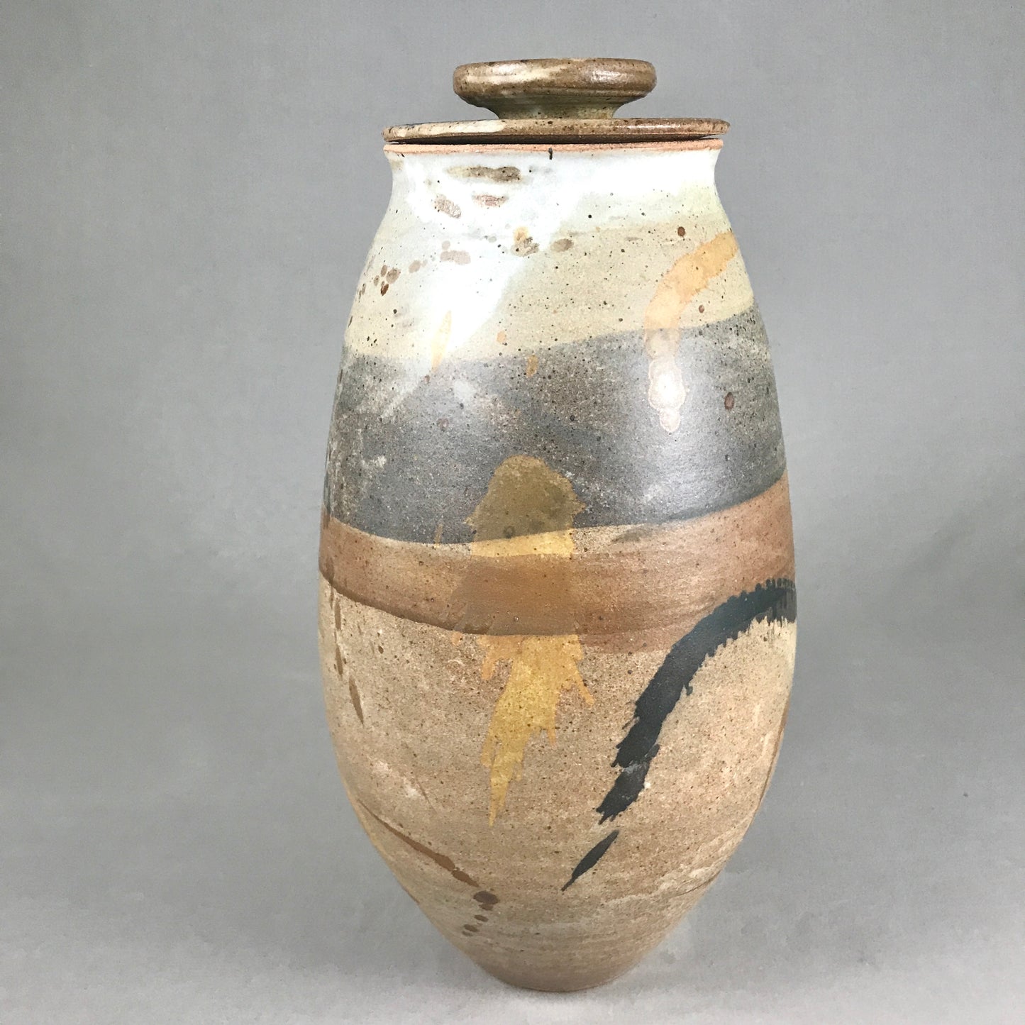 Stratified Tall Lidded Jar