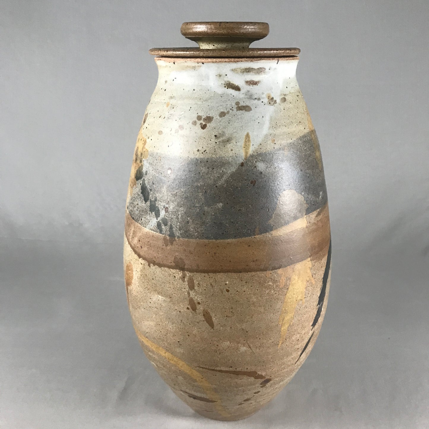 Stratified Tall Lidded Jar