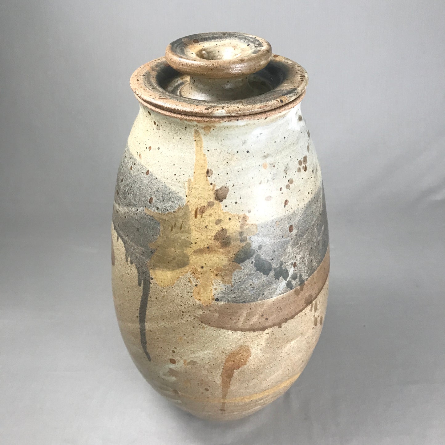 Stratified Tall Lidded Jar