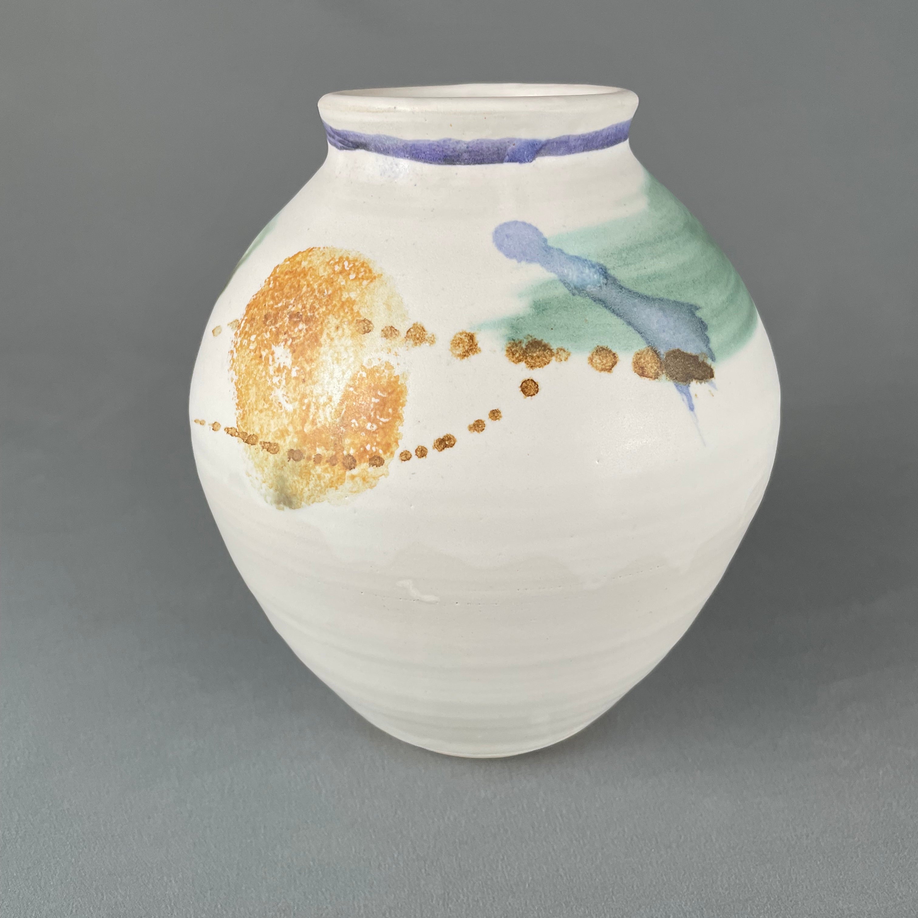 Signed ZuFelt Design Hand newest Painted Studio Pottery Vase 13.25”